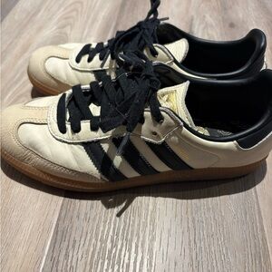 adidas Samba Sneakers in Cream & Black with Gum Sole